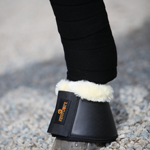 Load image into Gallery viewer, Kentucky Horsewear Sheepskin Leather Overreach Boots Black/Natural