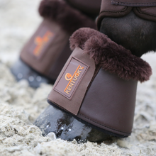 Load image into Gallery viewer, Kentucky Horsewear Sheepskin Leather Overreach Boots Brown/Brown