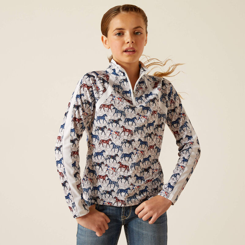 Ariat Youth Sunstopper 3.0 1/4 Zip Baselayer Printed Ponies