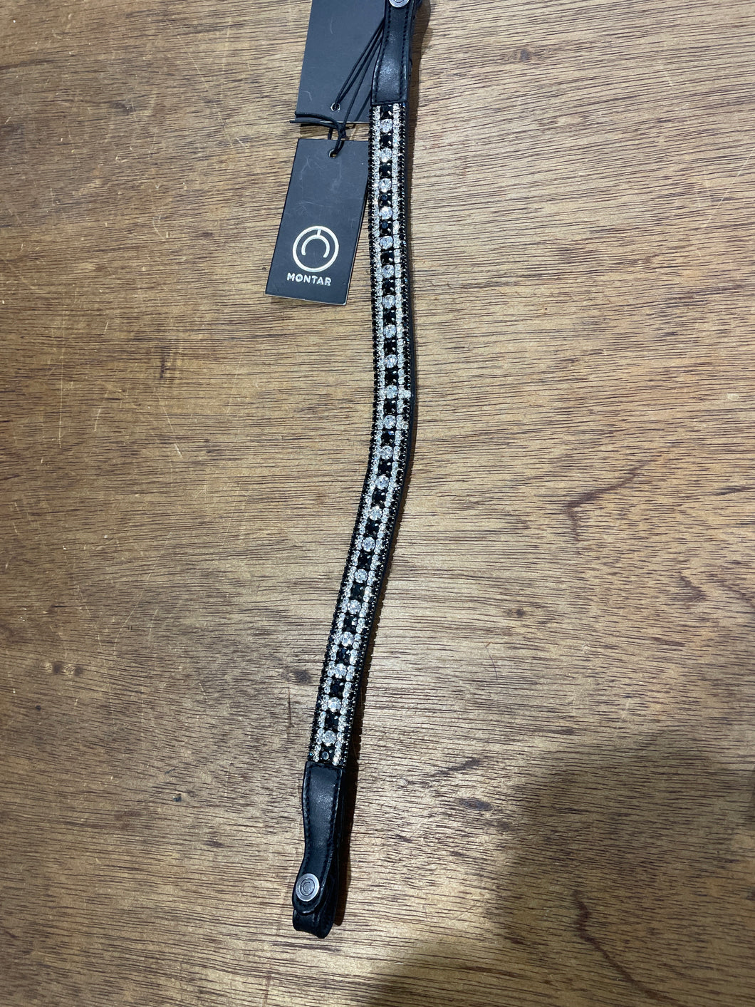 Montar Deluxe Browband Full Black/White Crystals (one small crystal is clear not black)