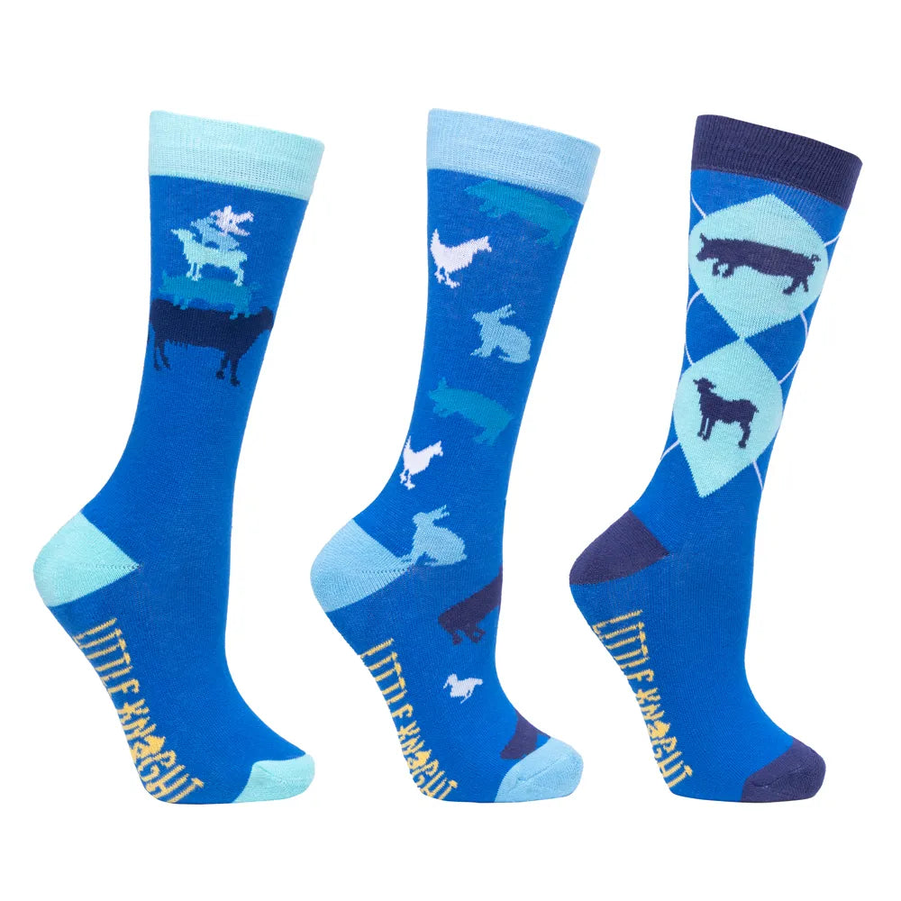 Farm Collection Socks by Little Knight (Pack of 3) Cobalt Blue