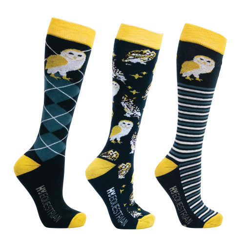 Hy Equestrian Night Owl Socks (Pack of 3)