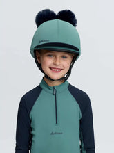 Load image into Gallery viewer, LeMieux Mini Double Pom Hat Silk Navy/Aloe
