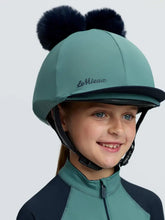 Load image into Gallery viewer, LeMieux Mini Double Pom Hat Silk Navy/Aloe
