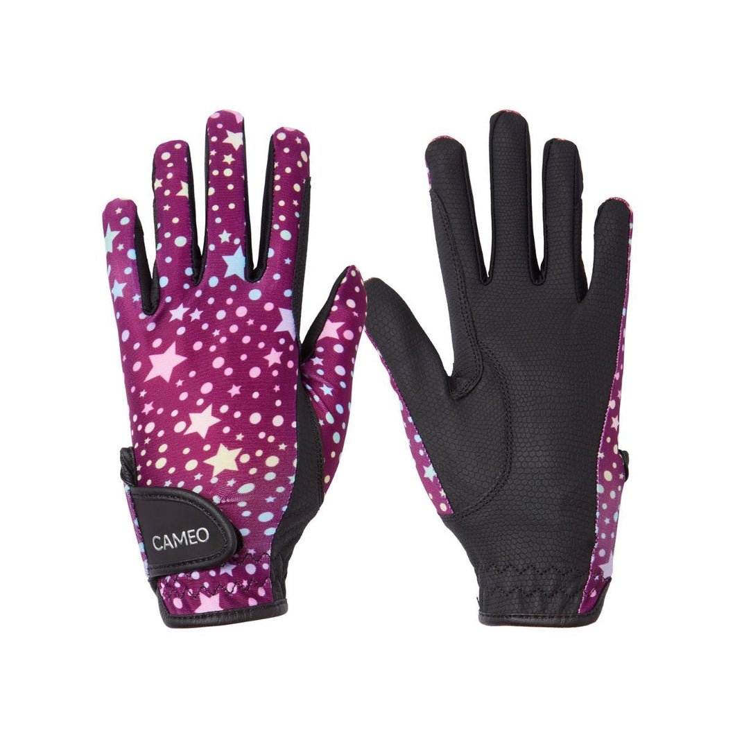 Cameo Junior Zest Supergrip Riding Gloves Berry Stars