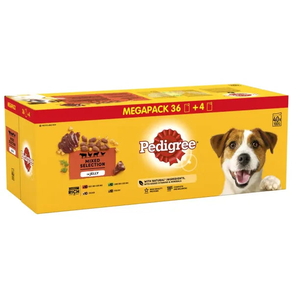 Pedigree Mixed Selection In Jelly Pouches Mega Pack 36 + 4 Free