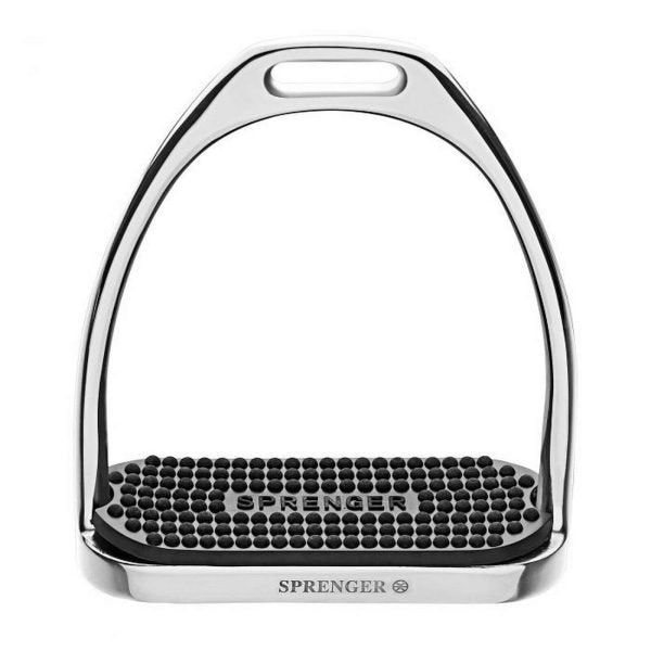 Sprenger Fillis Stirrup Irons Stainless Steel with Black Tread