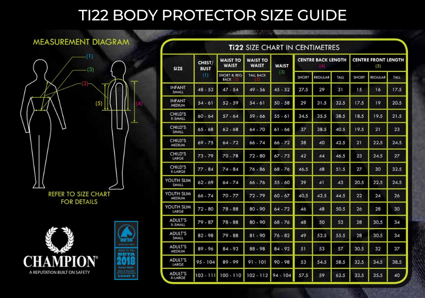 Champion Titanium Ti22 Body Protector - Child X Small - Regular Back