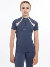 Load image into Gallery viewer, LeMieux Young Rider Short Sleeve Mia Mesh Base Layer Dusk Blue
