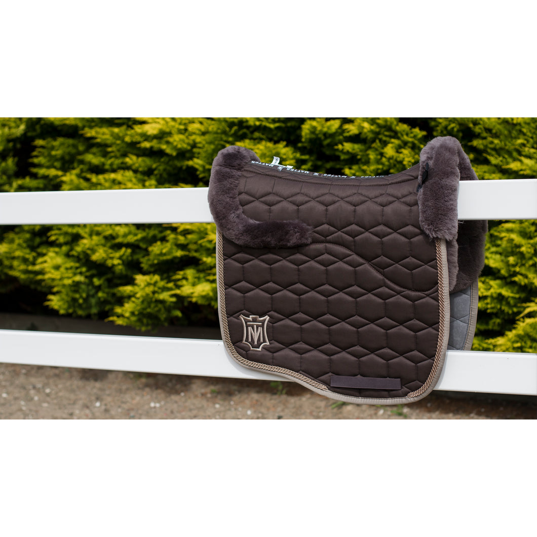 Mattes Eurofit Quilt Sheen Semi Lined Dressage Pad Brown with Pigeon Piping