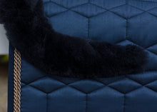 Load image into Gallery viewer, Mattes Eurofit Quilt Sheen Semi Lined Dressage Pad Navy with Pigeon Piping
