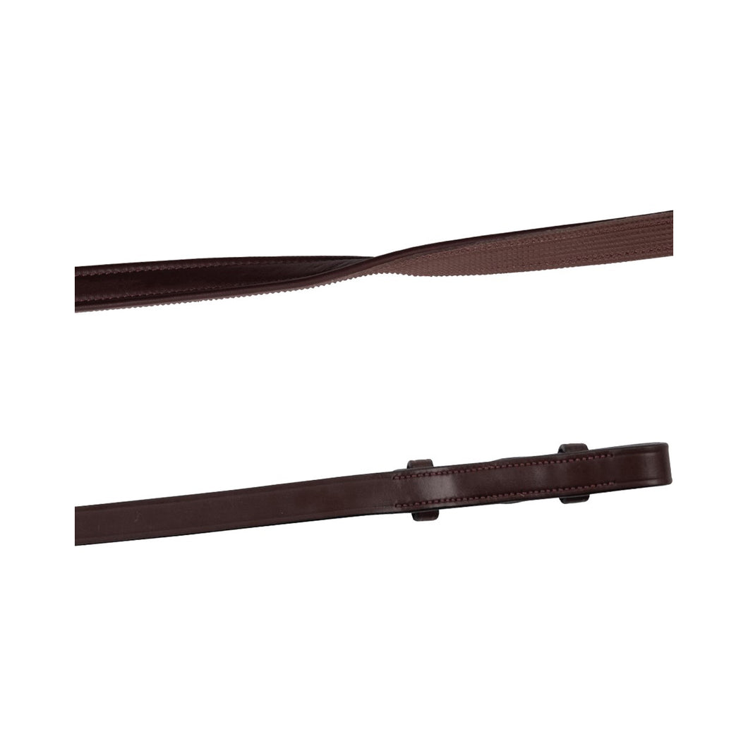 Montar Smooth Brown Leather/Rubber Reins with French Hooks