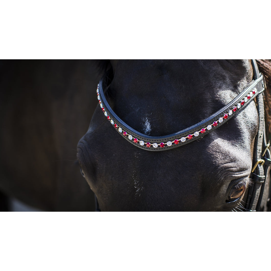 Otto Schumacher Curved Tiffany XL 8mm Browband Crystal & Light Siam Red
