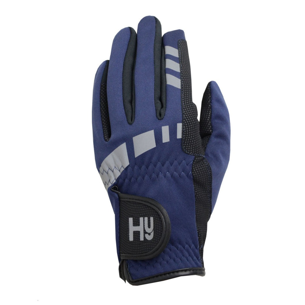 Hy Equestrian Extreme Reflective Softshell Gloves Adult Navy